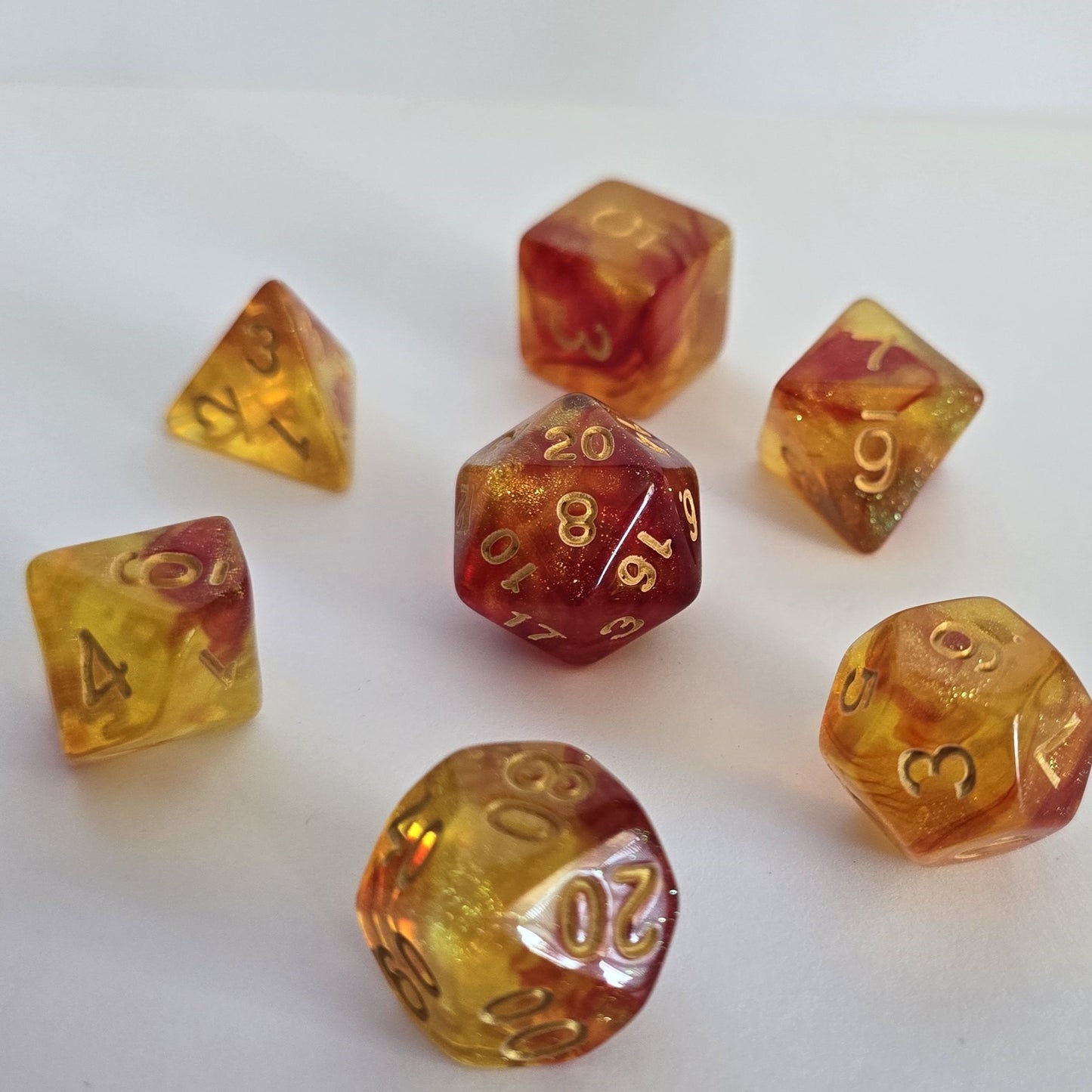 Amber Ember FRP Zar Seti – DND, RPG Dice Set 🔥