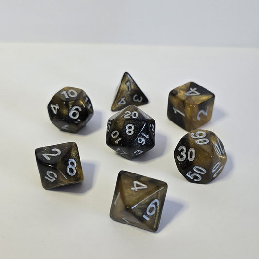 Obsidian Gold FRP Zar Seti – DND, RPG Dice Set