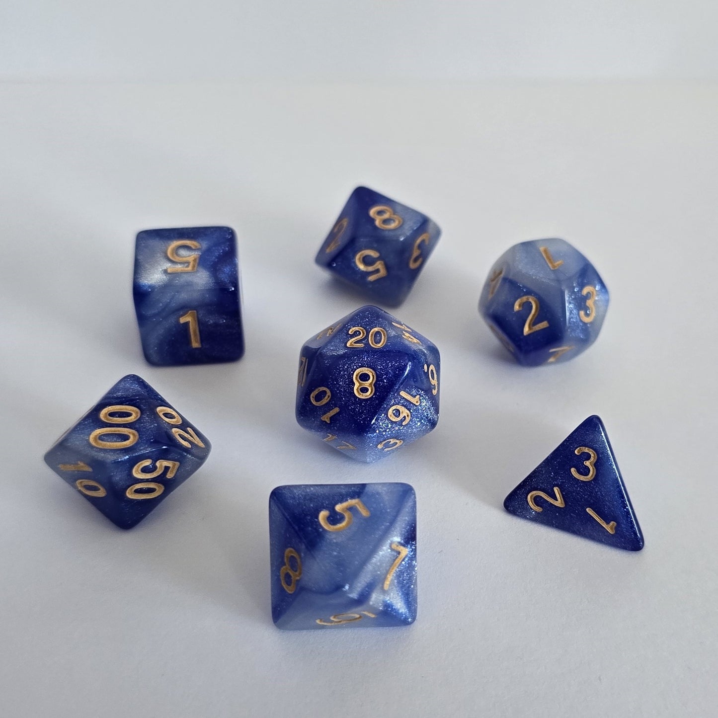 Moonlit Sapphire FRP Zar Seti – DND, RPG Dice Set