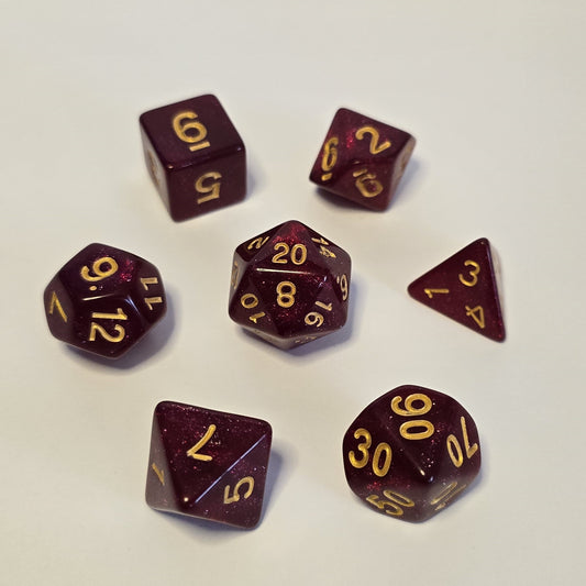 Crimson Velvet FRP Zar Seti – DND, RPG Dice Set