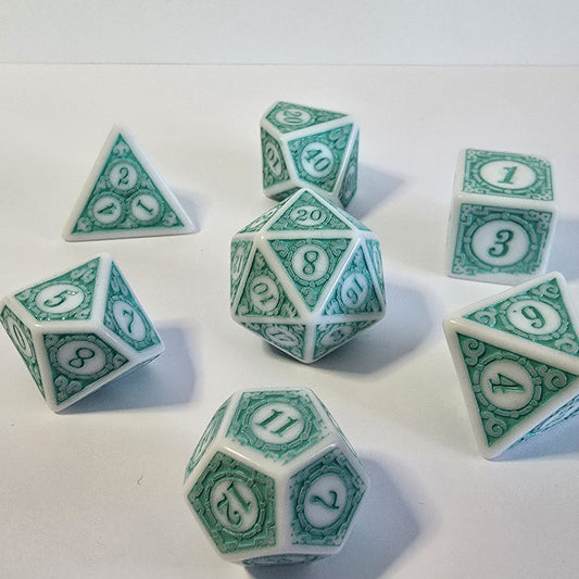 Seafoam Relic FRP Zar Seti – DND, RPG Dice Set