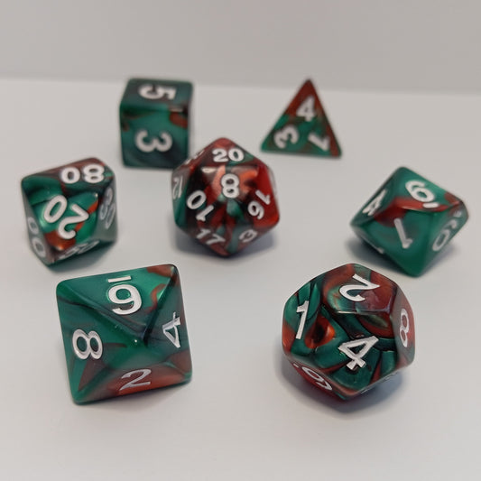 Kan ve Zümrüt Zar Seti - DND, RPG ve FRP Masaüstü Oyun Zarları