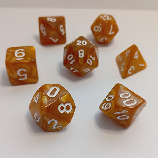 Kehribar Sedefi Zar Seti - DND, RPG ve FRP Masaüstü Oyun Zarları