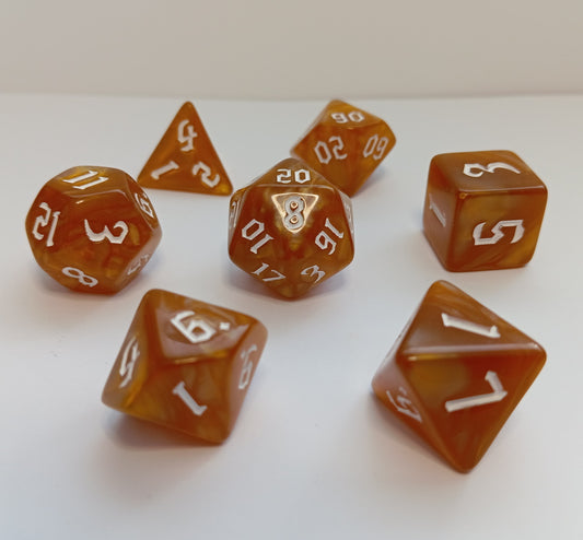 Kehribar Işıltısı Zar Seti - DND, RPG ve FRP Masaüstü Oyun Zarları