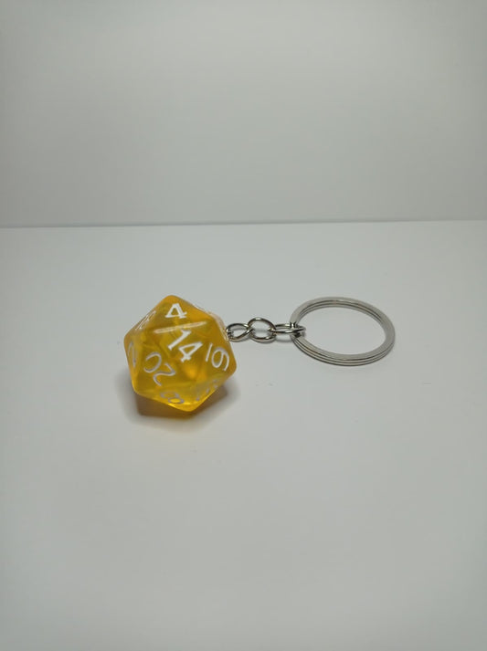 Sarı Şeffaf d20 Zar Anahtarlık