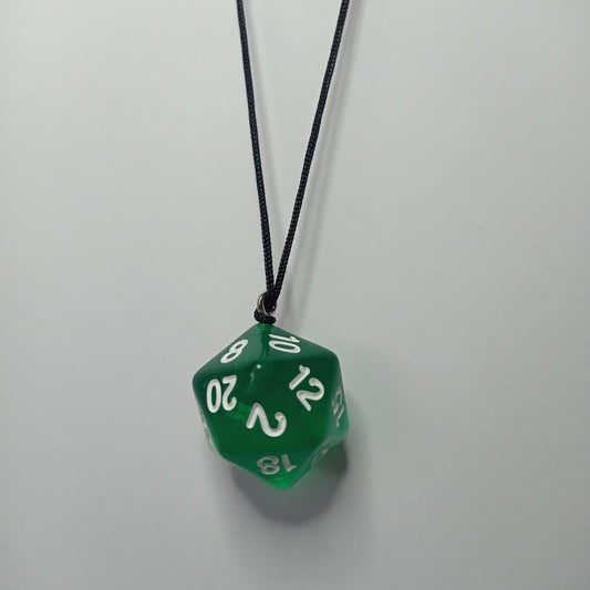 Yeşil Şeffaf D20 Zar Kolye