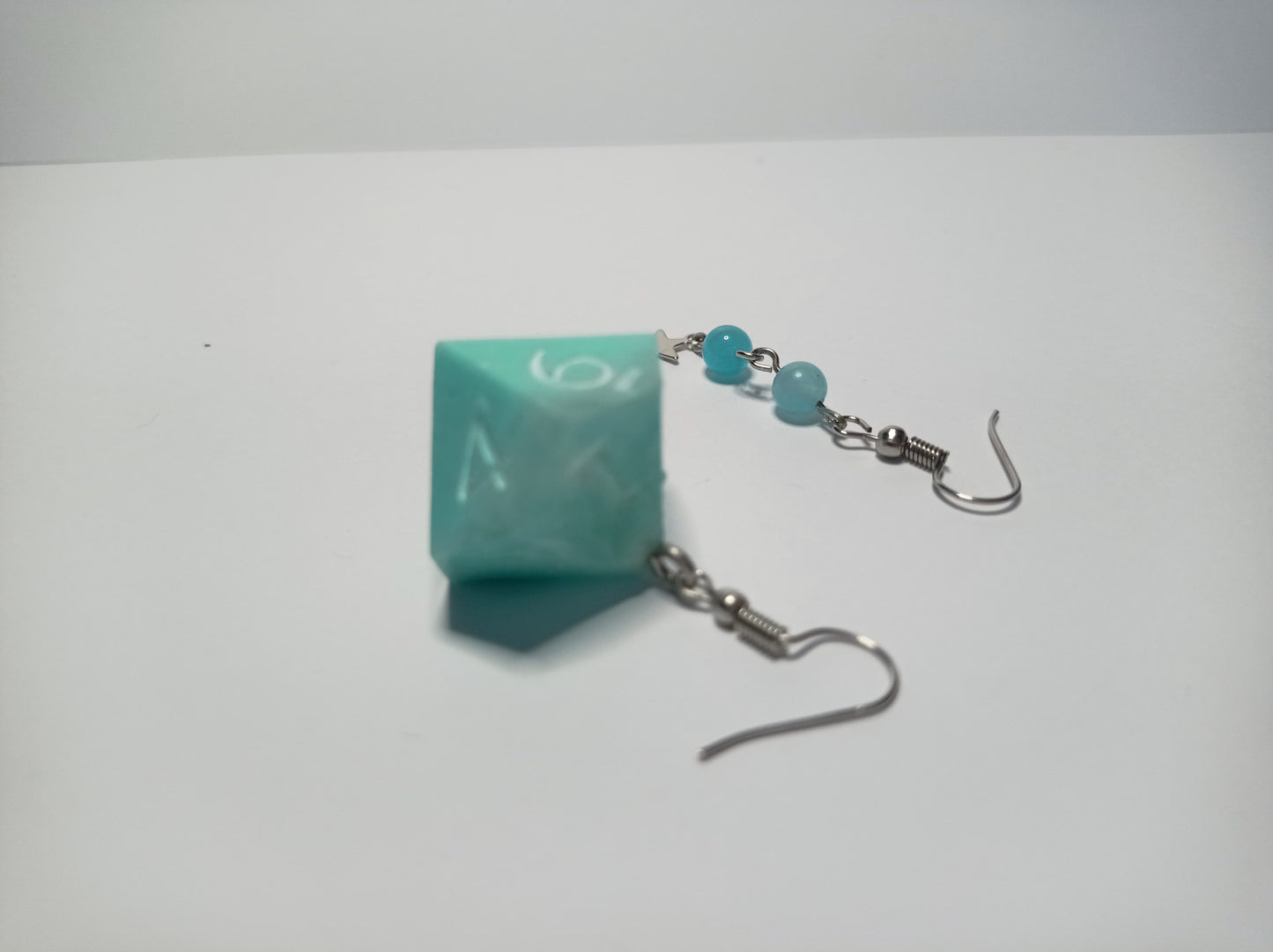 Mint Yeşili D10 Zar Küpe & Amazonit Taşı Küpe Seti