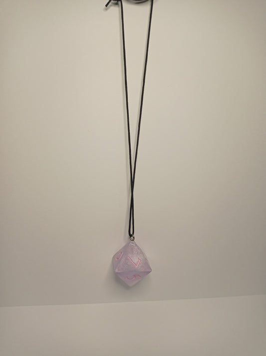 Şeffaf Mor D8 Zar Kolye