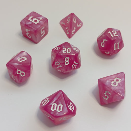 Pembe İnci Zar Seti - DND, RPG ve FRP Masaüstü Oyun Zarları
