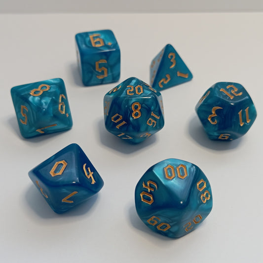 Mistik Turkuaz Zar Seti - DND, RPG ve FRP Masaüstü Oyun Zarları