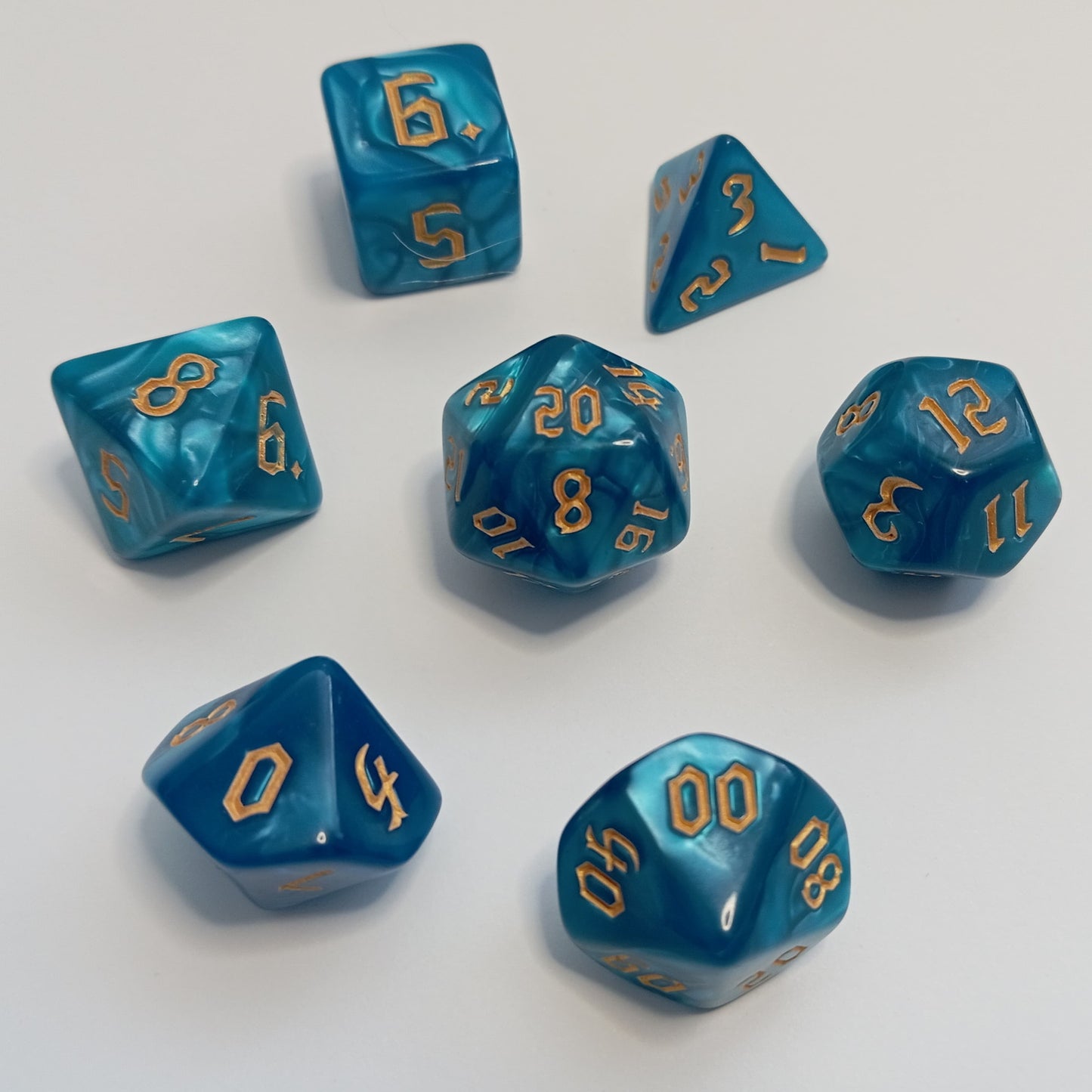 Mistik Turkuaz Zar Seti - DND, RPG ve FRP Masaüstü Oyun Zarları
