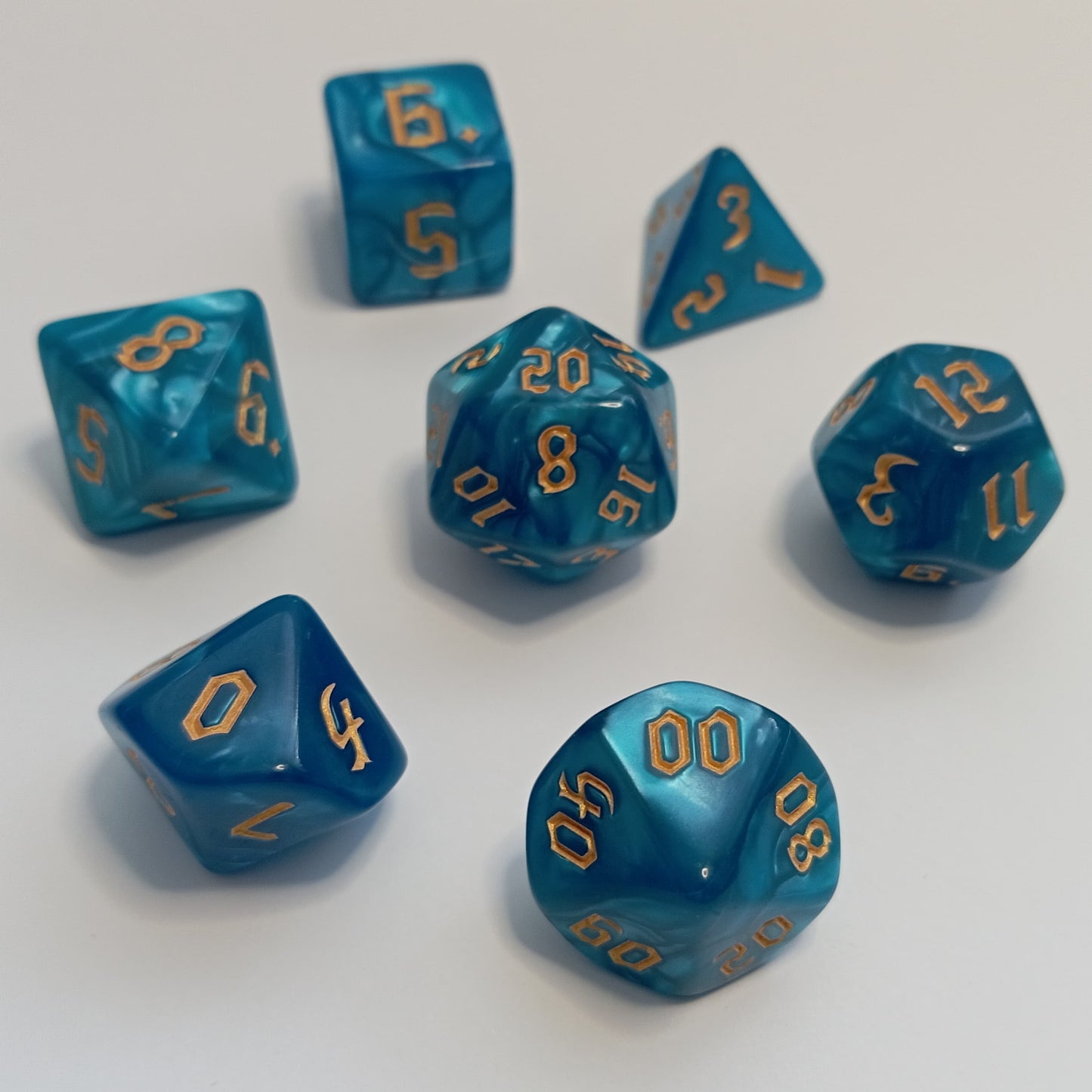 Mistik Turkuaz Zar Seti - DND, RPG ve FRP Masaüstü Oyun Zarları