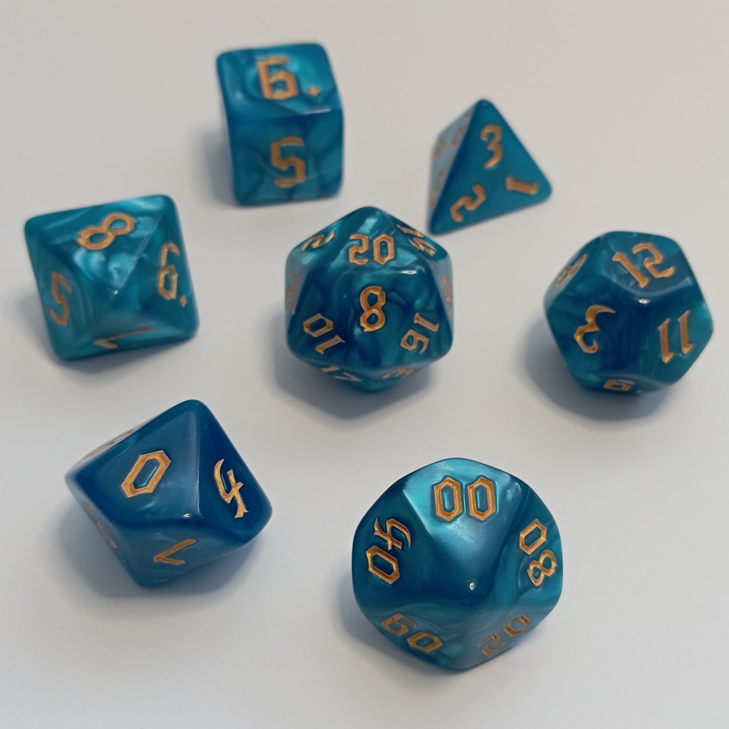 Mistik Turkuaz Zar Seti - DND, RPG ve FRP Masaüstü Oyun Zarları