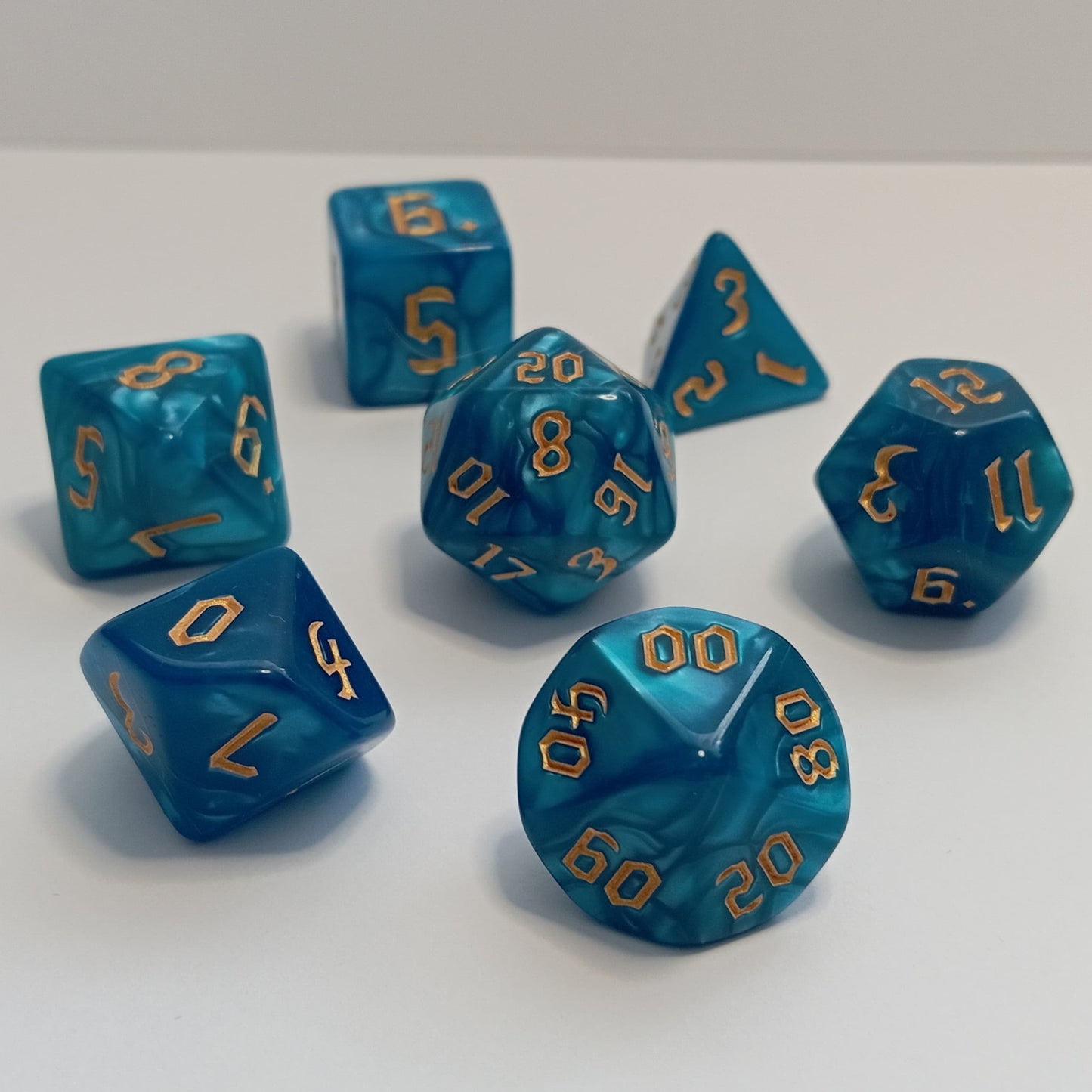 Mistik Turkuaz Zar Seti - DND, RPG ve FRP Masaüstü Oyun Zarları
