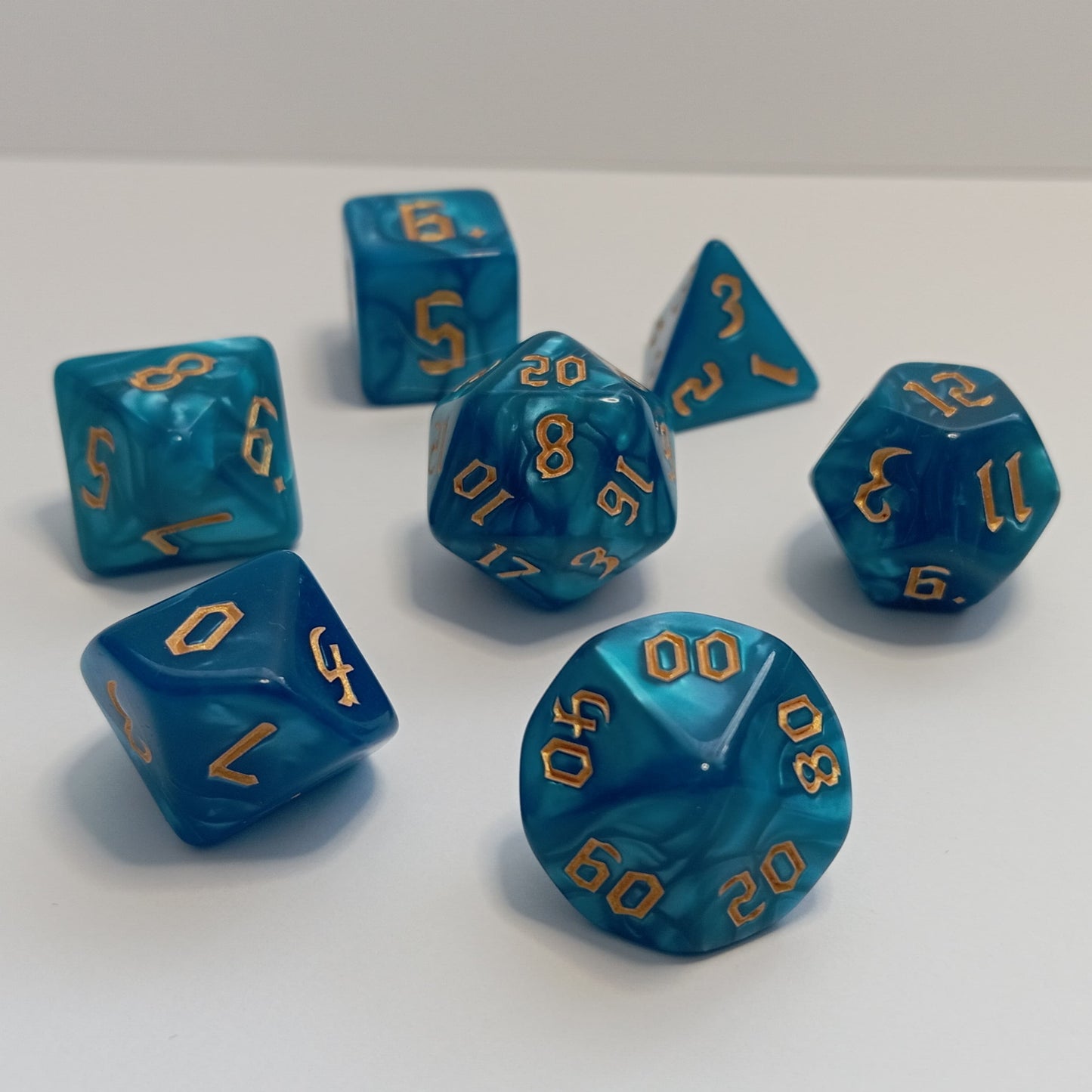Mistik Turkuaz Zar Seti - DND, RPG ve FRP Masaüstü Oyun Zarları