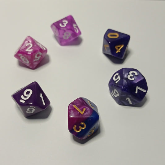 Mor Kehanetler - 6’lı d10 Zar Seti - DND, RPG ve Masaüstü Oyun Zarları