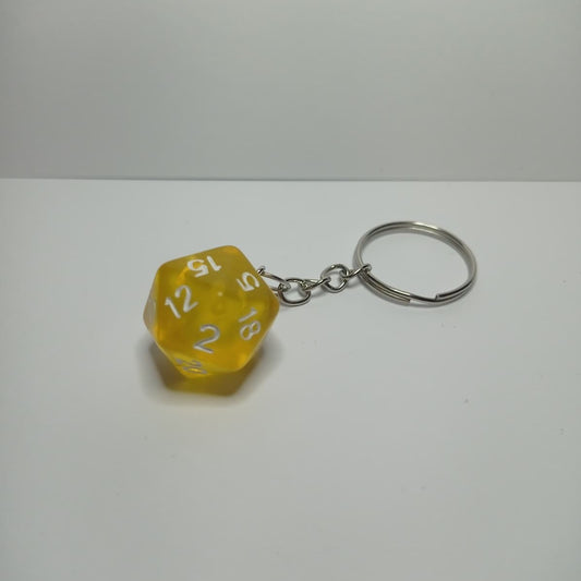 Sarı d20 Zar Anahtarlık