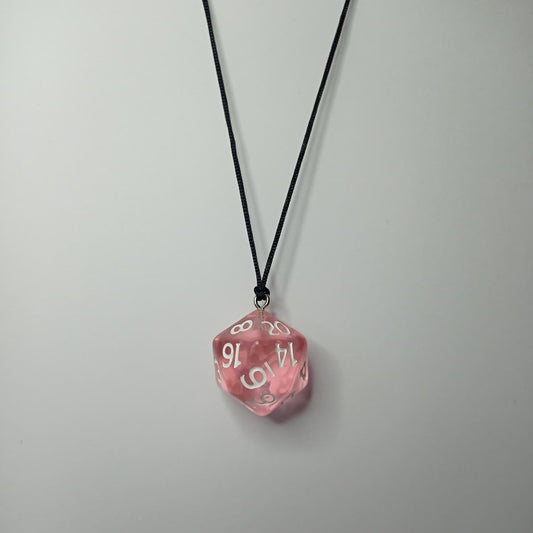 Pembe D20 Zar Kolye