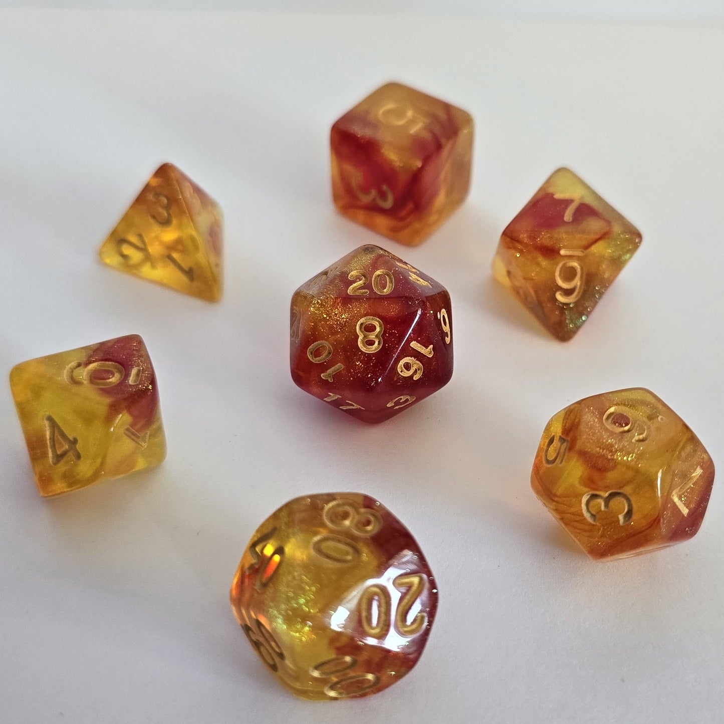 Amber Ember FRP Zar Seti – DND, RPG Dice Set 🔥