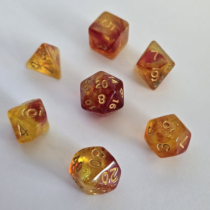 Amber Ember FRP Zar Seti – DND, RPG Dice Set 🔥