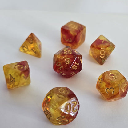 Amber Ember FRP Zar Seti – DND, RPG Dice Set 🔥