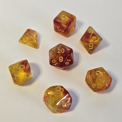 Amber Ember FRP Zar Seti – DND, RPG Dice Set 🔥