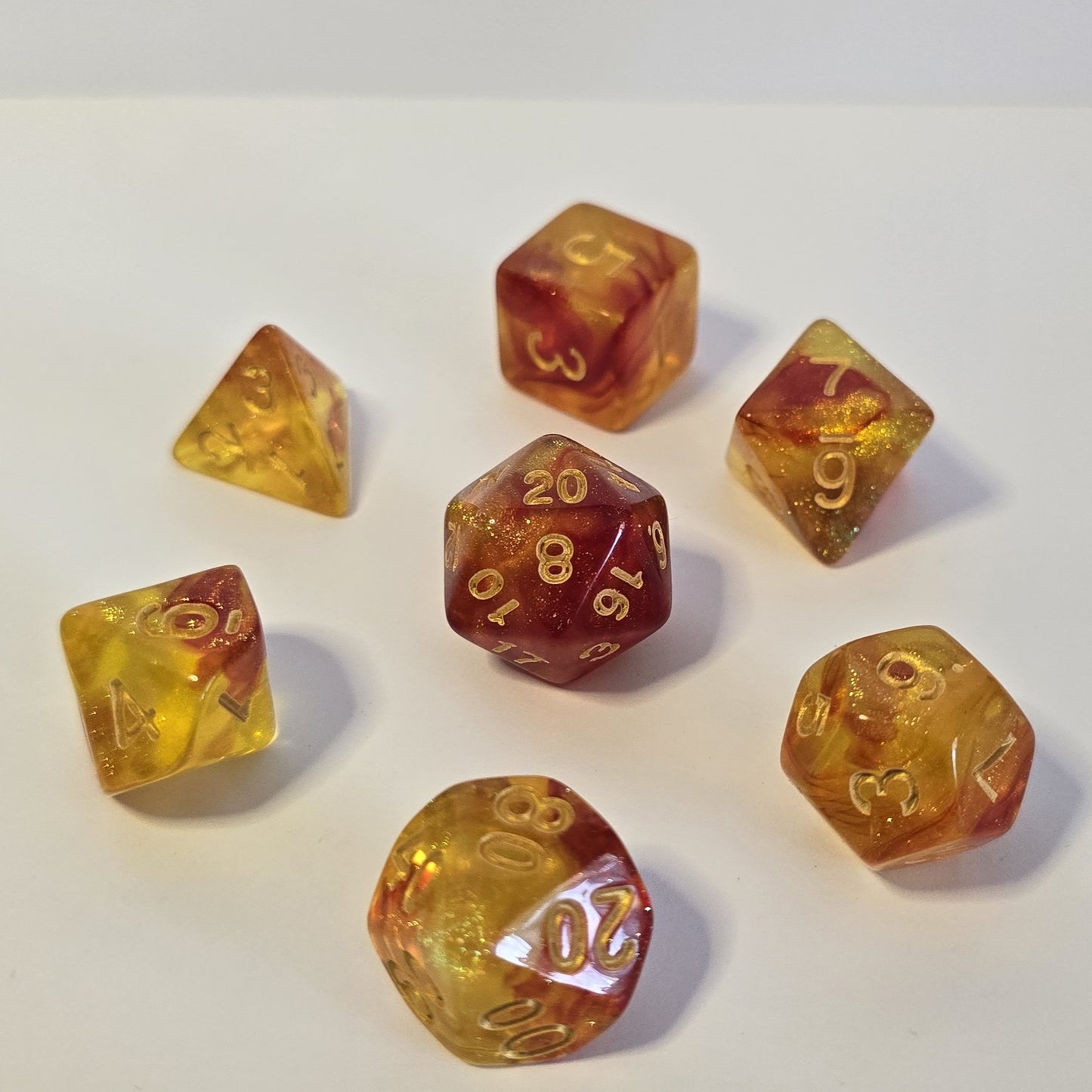 Amber Ember FRP Zar Seti – DND, RPG Dice Set 🔥