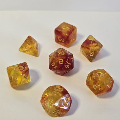 Amber Ember FRP Zar Seti – DND, RPG Dice Set 🔥