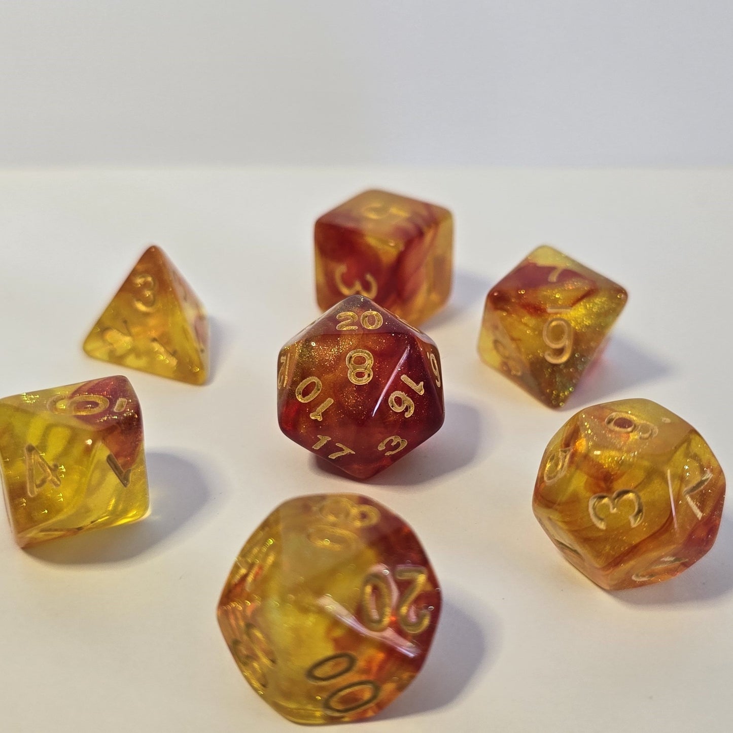 Amber Ember FRP Zar Seti – DND, RPG Dice Set 🔥