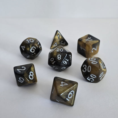 Obsidian Gold FRP Zar Seti – DND, RPG Dice Set