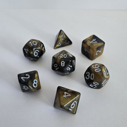 Obsidian Gold FRP Zar Seti – DND, RPG Dice Set