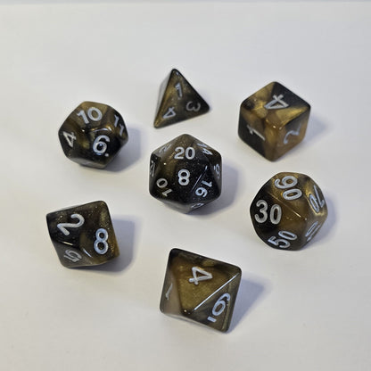 Obsidian Gold FRP Zar Seti – DND, RPG Dice Set