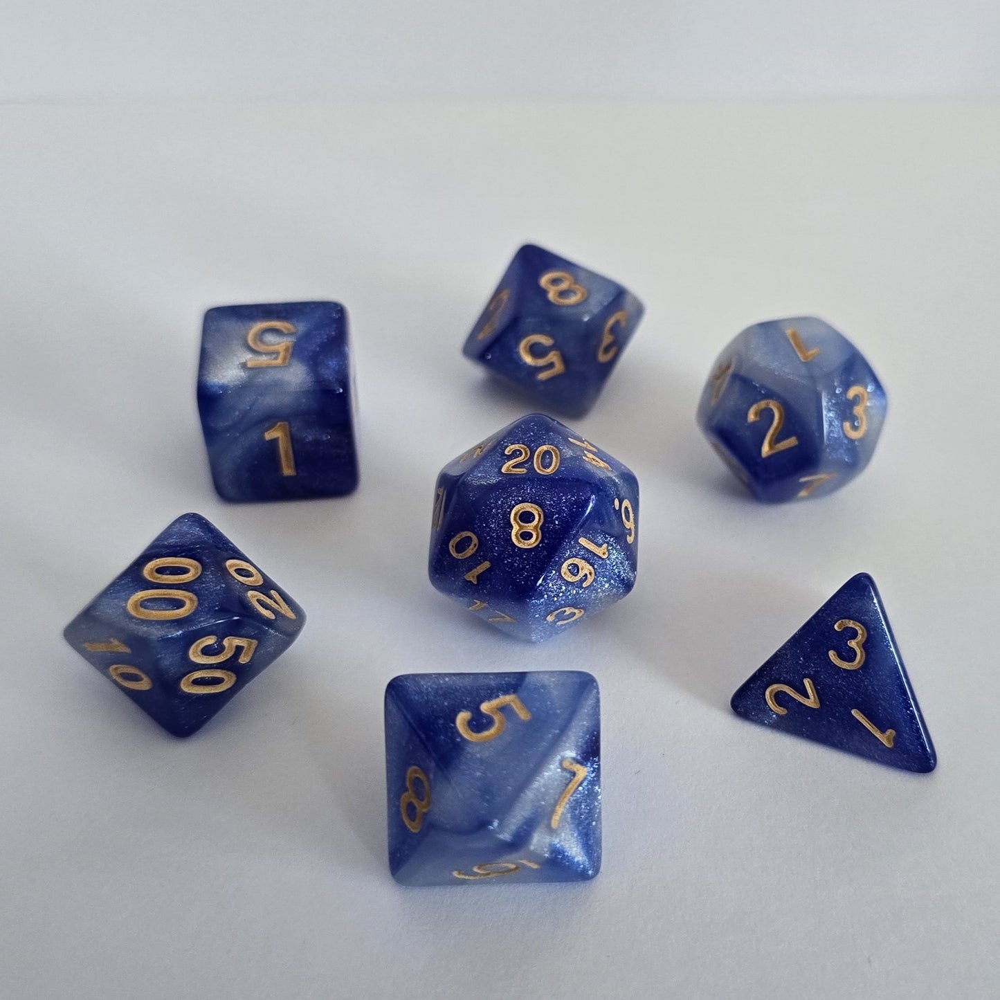 Moonlit Sapphire FRP Zar Seti – DND, RPG Dice Set