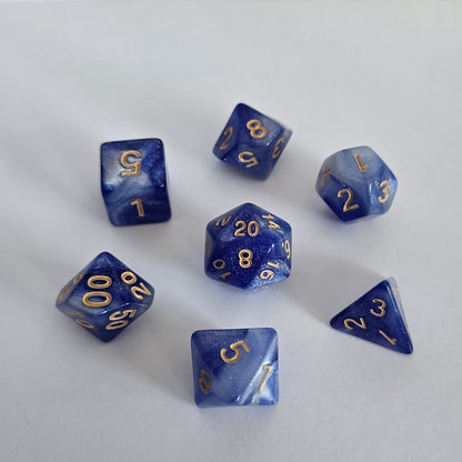Moonlit Sapphire FRP Zar Seti – DND, RPG Dice Set