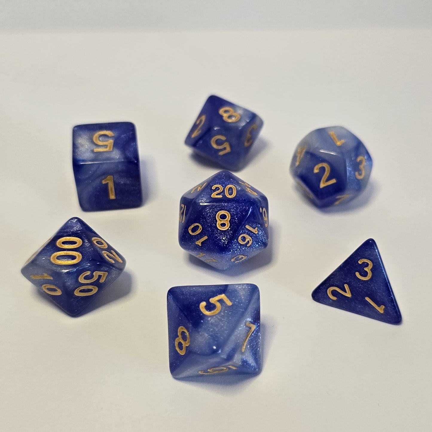 Moonlit Sapphire FRP Zar Seti – DND, RPG Dice Set