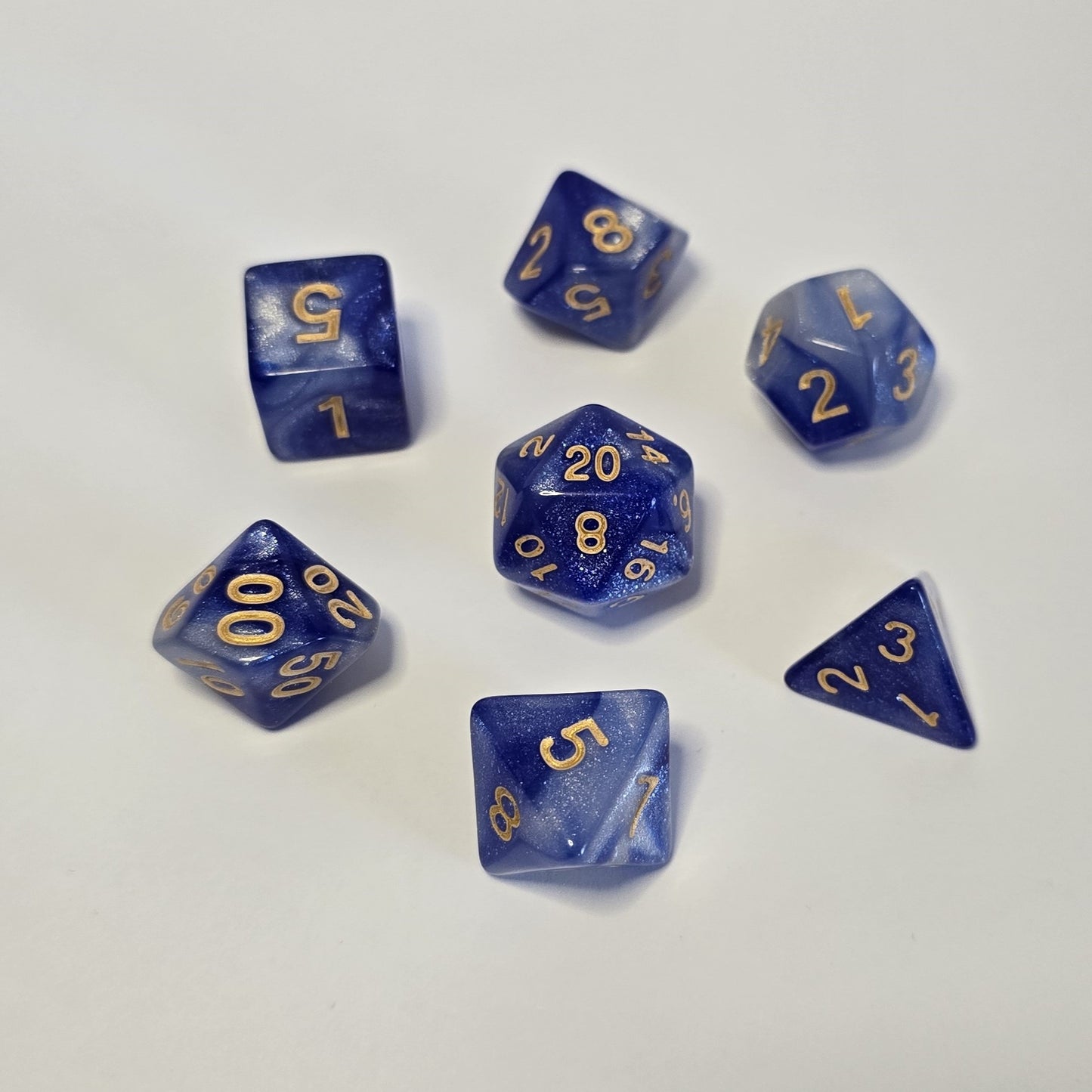 Moonlit Sapphire FRP Zar Seti – DND, RPG Dice Set
