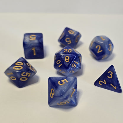 Moonlit Sapphire FRP Zar Seti – DND, RPG Dice Set