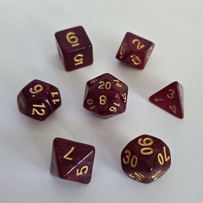 Crimson Velvet FRP Zar Seti – DND, RPG Dice Set