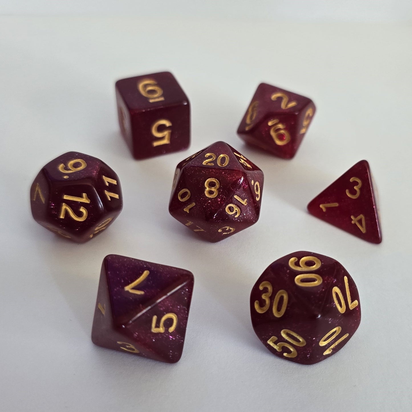 Crimson Velvet FRP Zar Seti – DND, RPG Dice Set