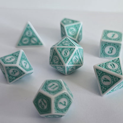Seafoam Relic FRP Zar Seti – DND, RPG Dice Set