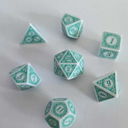 Seafoam Relic FRP Zar Seti – DND, RPG Dice Set