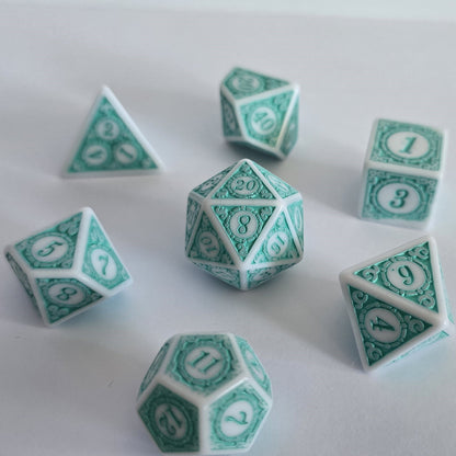 Seafoam Relic FRP Zar Seti – DND, RPG Dice Set