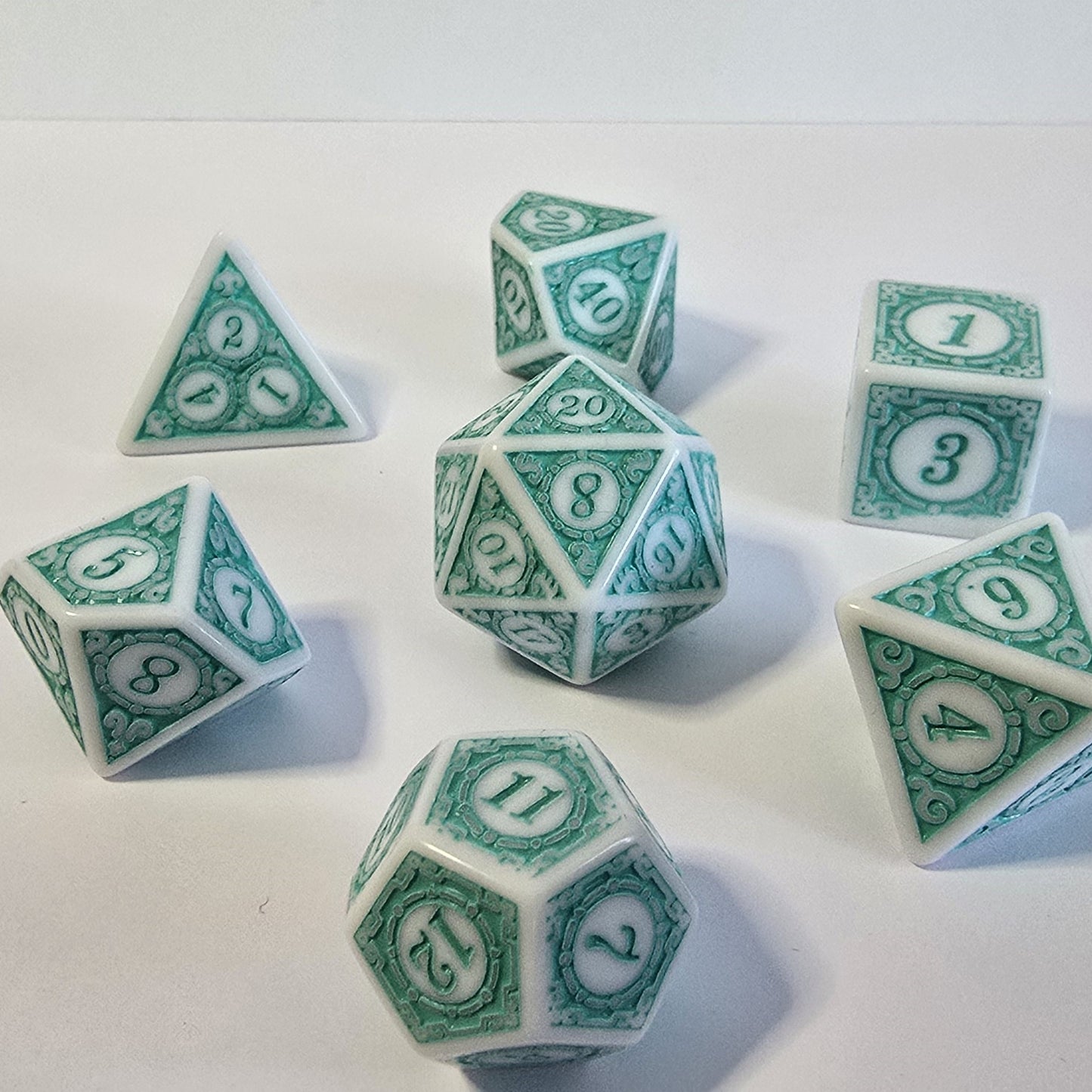 Seafoam Relic FRP Zar Seti – DND, RPG Dice Set