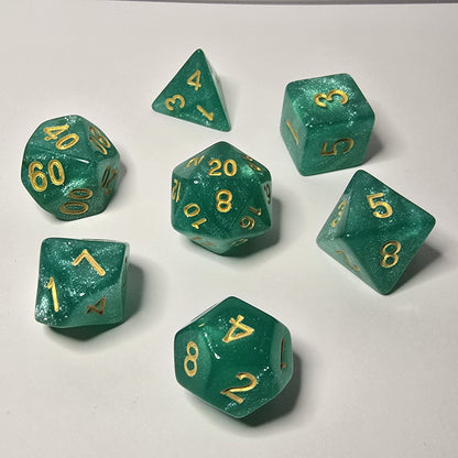 Enchanted Emerald Zar Seti – DND, RPG Dice Seti