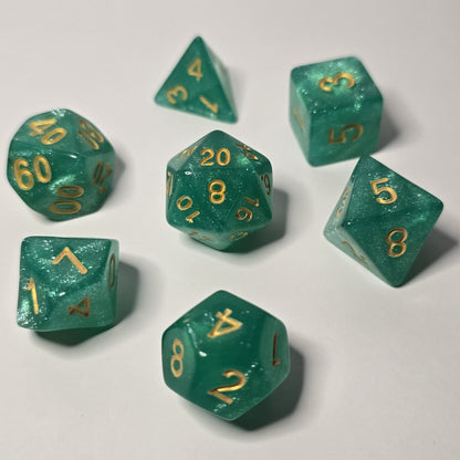 Enchanted Emerald Zar Seti – DND, RPG Dice Seti