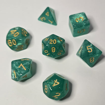 Enchanted Emerald Zar Seti – DND, RPG Dice Seti