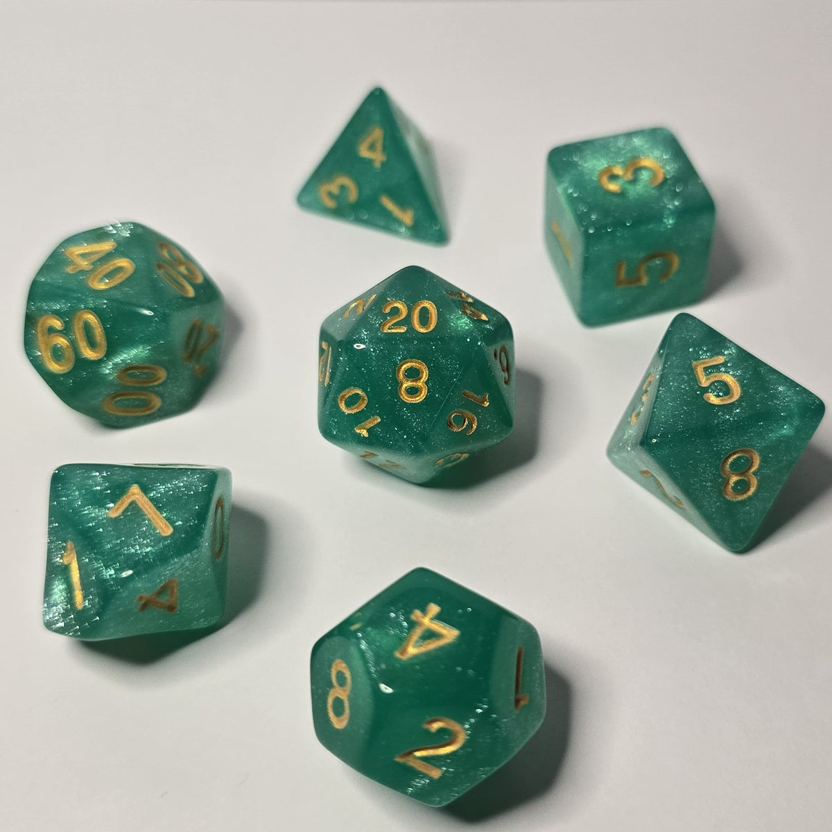 Enchanted Emerald Zar Seti – DND, RPG Dice Seti
