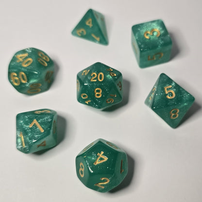 Enchanted Emerald Zar Seti – DND, RPG Dice Seti