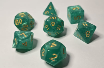 Enchanted Emerald Zar Seti – DND, RPG Dice Seti