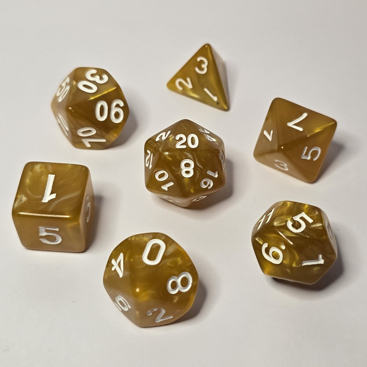Golden Amber Zar Seti – DND, RPG Dice Seti